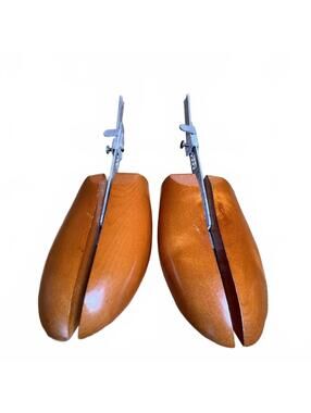 Vintage Florsheim Wooden Shoe Tree Stretchers with Adjustable Metal Handles